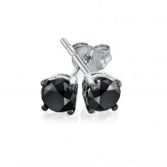 1/2ctw Round Treated Black Diamond Solitaire White Gold Stud Earrings