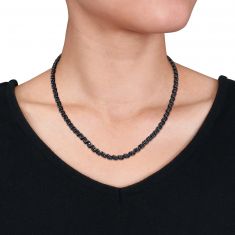 1/2ctw Treated Black Diamond Swirl Tennis Necklace
