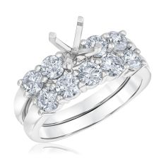 1 3/4ctw Diamond White Gold Engagement Ring Setting and Wedding Band Bridal Set | Design Collection