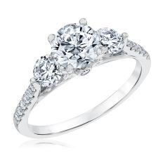 1 3/4ctw Lab Grown Diamond Three-Stone White Gold Engagement Ring