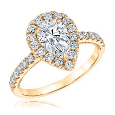 1 3/4ctw Pear Lab Grown Diamond Halo Yellow Gold Engagement Ring | Chemistry