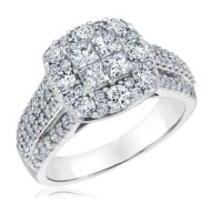 1 3/4ctw Princess Diamond Halo White Gold Engagement Ring | Harmony Collection
