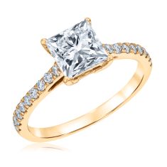 1 3/4ctw Princess Lab Grown Diamond Yellow Gold Engagement Ring