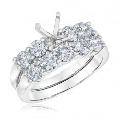 image of 1 3/4ctw Diamond White Gold Engagement Ring Setting and Wedding Band Bridal Set | Design Collection with sku:20029351