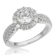 1 3/4ctw Round Diamond Blooming Halo White Gold Engagement Ring