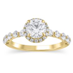1 3/4ctw Round Diamond Halo Yellow Gold Engagement Ring - Glow Collection
