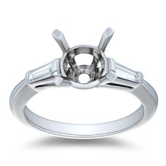 1/3ctw Baguette Diamond Accents Platinum Engagement Ring Setting