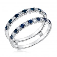 1/3ctw Diamond and Blue Sapphire White Gold Ring Guard | Embrace Collection