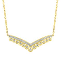 1/3ctw Diamond Chevron Bar Yellow Gold Necklace