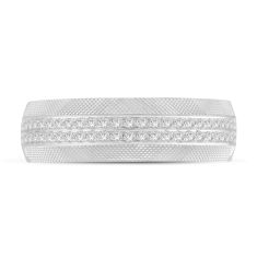 1/3ctw Diamond Double Row Textured White Gold Band - Men