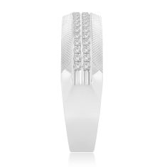 1/3ctw Diamond Double Row Textured White Gold Band - Men