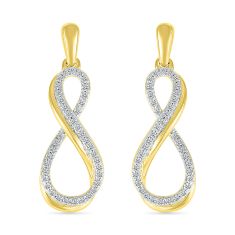 image of 1/3ctw Diamond Infinity Yellow Gold Drop Earrings with sku:EF212707FTY
