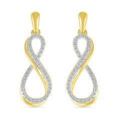 1/3ctw Diamond Infinity Yellow Gold Drop Earrings