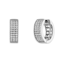 1/3ctw Diamond Pav Sterling Silver Huggie Hoop Earrings