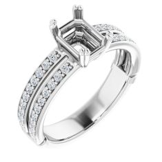 1/3ctw Diamond Two-Row White Gold Engagement Ring Setting