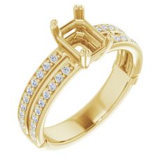 1/3ctw Diamond Two-Row Yellow Gold Engagement Ring Setting