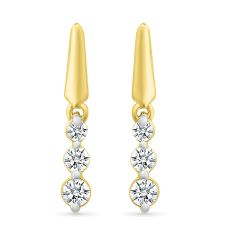 image of 1/3ctw Diamond Yellow Gold Three-Stone Drop Earrings with sku:ET205077FTY