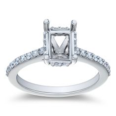 1/3ctw Emerald Diamond Hidden Halo Platinum Engagement Ring Setting