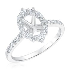 1/3ctw Oval-Shaped Diamond Halo Vintage-Inspired White Gold Engagement Ring Setting