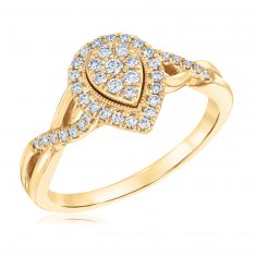 1/3ctw Pear-Shaped Diamond Composite Yellow Gold Engagement Ring | Glow Collection