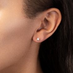 1/3ctw Princess Diamond Solitaire Yellow Gold Stud Earrings