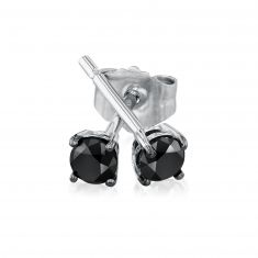 1/3ctw Round Treated Black Diamond Solitaire White Gold Stud Earrings