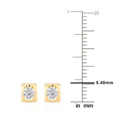 1/3ctw Round Diamond Solitaire Yellow Gold Barrel Stud Earrings