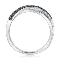 1/3ctw Treated Black Diamond and Diamond Sterling Silver Orbit Ring