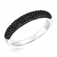 1/3ctw Treated Black Diamond Pav White Gold Band