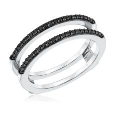 1/4 ctw Round Treated Black Diamond White Gold Ring Guard | Embrace Collection