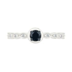 1/4ctw Diamond and Black Diamond Sterling Silver Promise Ring