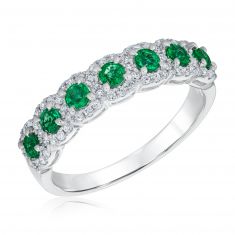 Emerald and 1/4ctw Diamond White Gold Ring | Watercolor