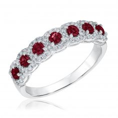 Ruby and 1/4ctw Diamond White Gold Ring | Watercolor