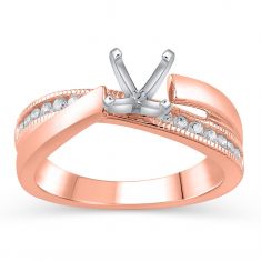 1/4ctw Diamond 14k Rose Gold Asymmetrical Engagement Ring Setting - Design Collection