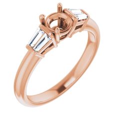 1/4ctw Diamond Baguette Accents Rose Gold Engagement Ring Setting