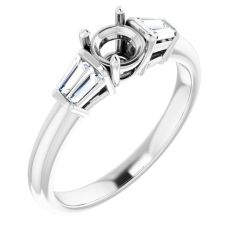 1/4ctw Diamond Baguette Accents White Gold Engagement Ring Setting