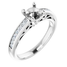 1/4ctw Diamond Channel-Set White Gold Engagement Ring Setting