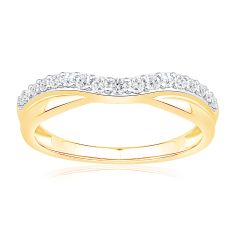 1/4ctw Diamond Curved Yellow Gold Wedding Band - Embrace Collection