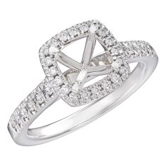 1/4ctw Diamond Cushion Halo White Gold Engagement Ring Setting - Design Collection