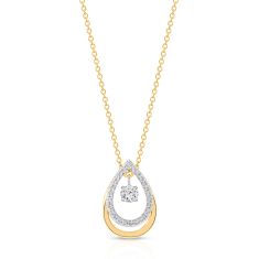 1/4ctw Twinkling Diamond Double Teardrop Yellow Gold Pendant Necklace