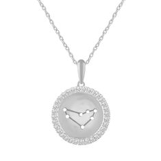 1/4ctw Diamond Halo Capricorn Constellation Sterling Silver Zodiac Pendant Necklace