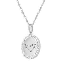 1/4ctw Diamond Halo Capricorn Constellation Sterling Silver Zodiac Pendant Necklace