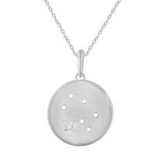 1/4ctw Diamond Halo Gemini Constellation Sterling Silver Zodiac Pendant Necklace