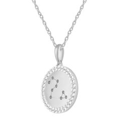 1/4ctw Diamond Halo Leo Constellation Sterling Silver Zodiac Pendant Necklace