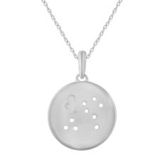 1/4ctw Diamond Halo Leo Constellation Sterling Silver Zodiac Pendant Necklace