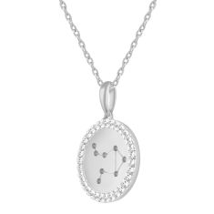 1/4ctw Diamond Halo Libra Constellation Sterling Silver Zodiac Pendant Necklace