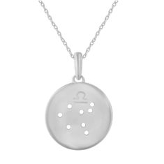 1/4ctw Diamond Halo Libra Constellation Sterling Silver Zodiac Pendant Necklace