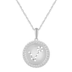 1/4ctw Diamond Halo Pisces Constellation Sterling Silver Zodiac Pendant Necklace