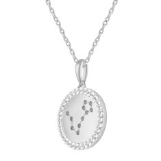 1/4ctw Diamond Halo Pisces Constellation Sterling Silver Zodiac Pendant Necklace