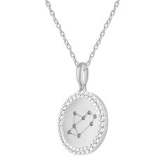 1/4ctw Diamond Halo Sagittarius Constellation Sterling Silver Zodiac Pendant Necklace
